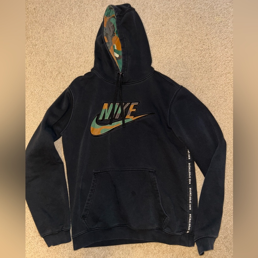 Nike Black Hoodie with Camo Details